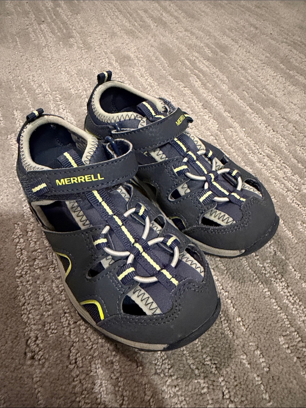 Merrell Kids Navy and Yellow Water Shoes - Closed-Toe Sandals
